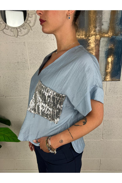 DIXIE Maglia con taschino di paillettes Dixie Polvere