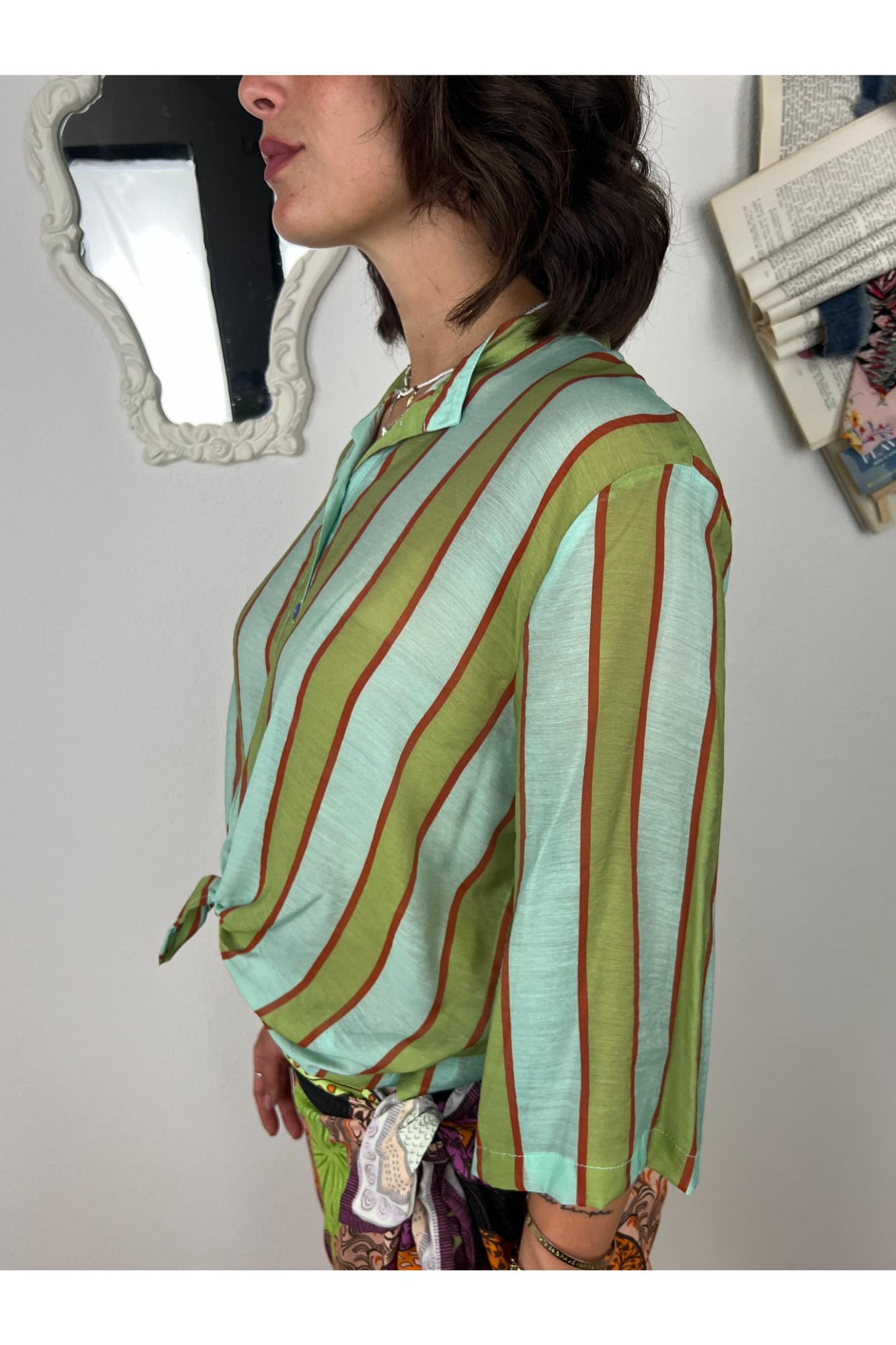 DIXIE Camicia rigata Dixie Celeste