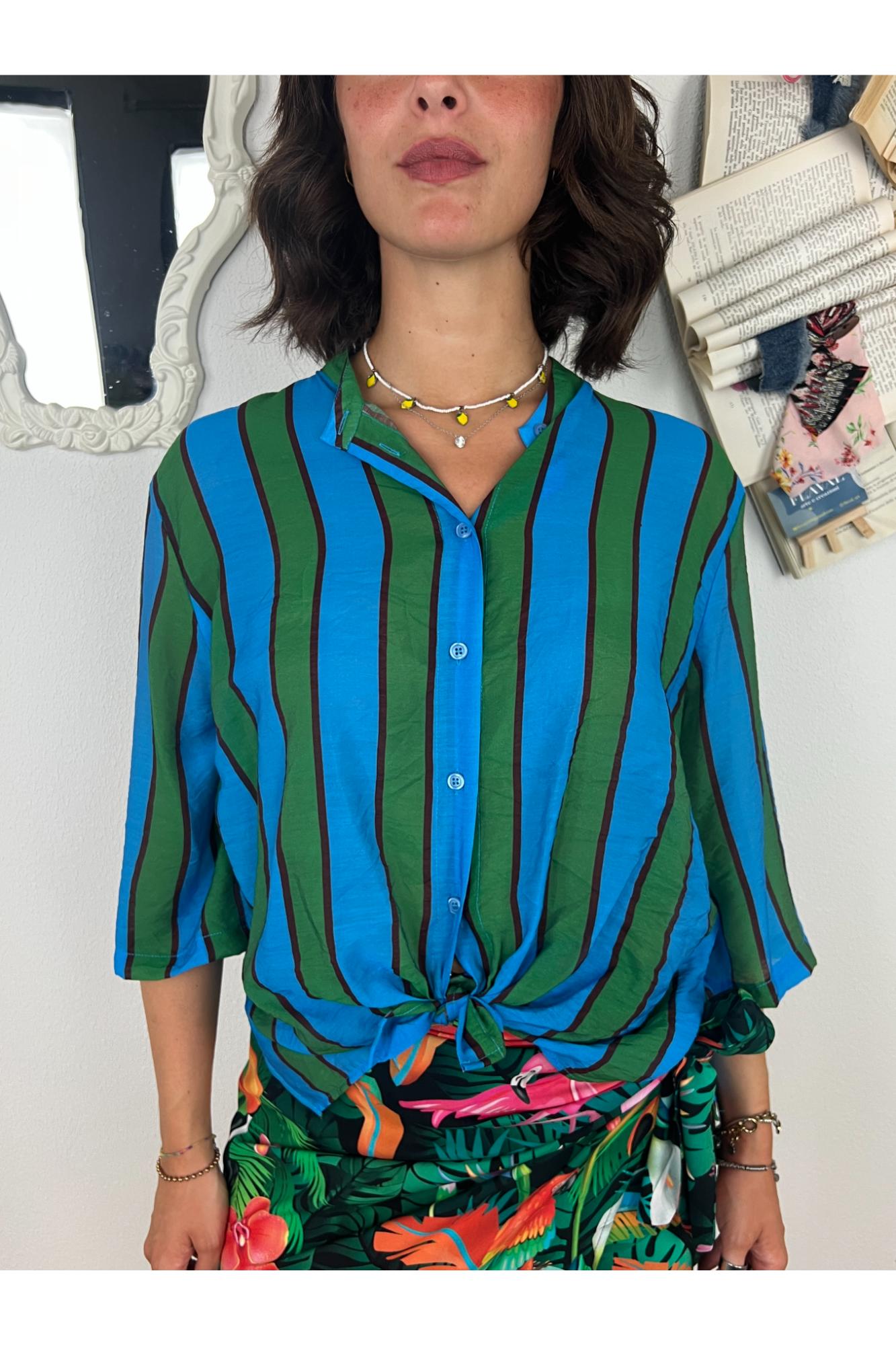 DIXIE Camicia rigata Dixie Turchese
