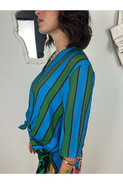DIXIE Camicia rigata Dixie Turchese