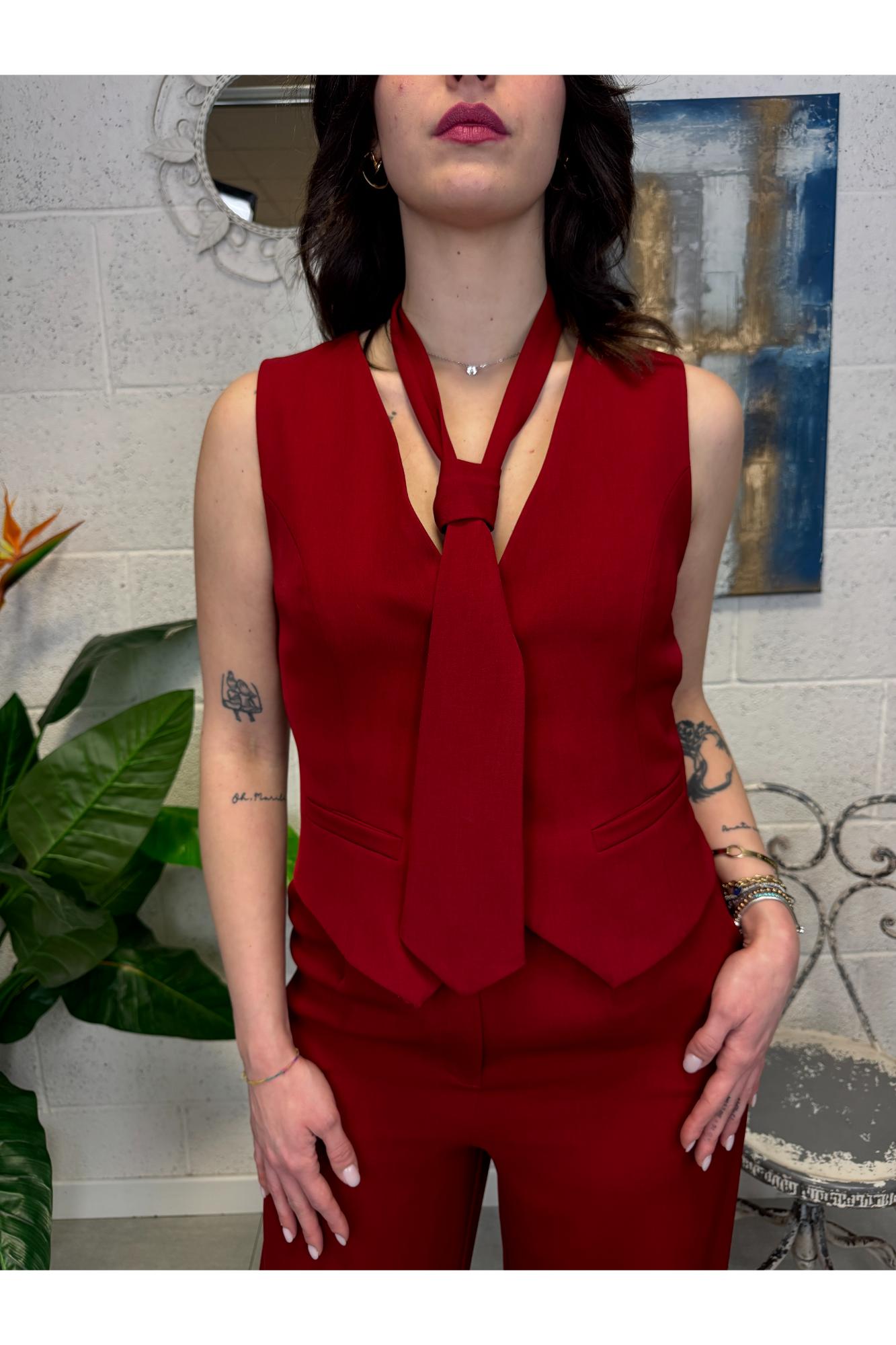 DIXIE Gilet con cravatta Dixie Rosso