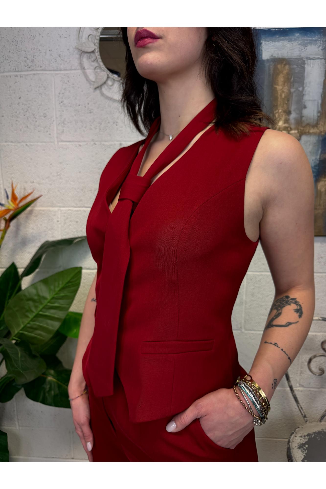 DIXIE Gilet con cravatta Dixie Rosso