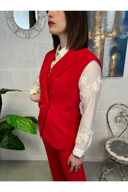 DIXIE Gilet lungo asimmetrico Dixie Rosso