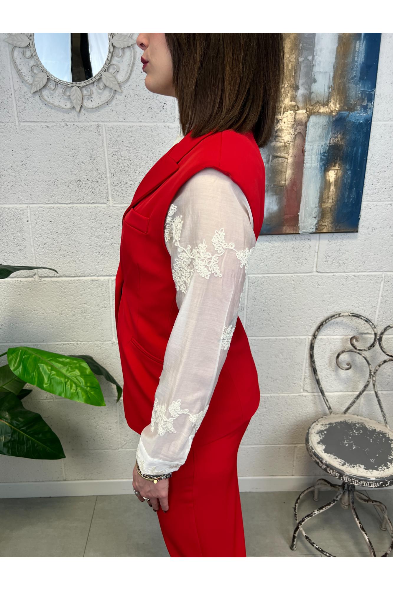 DIXIE Gilet lungo asimmetrico Dixie Rosso