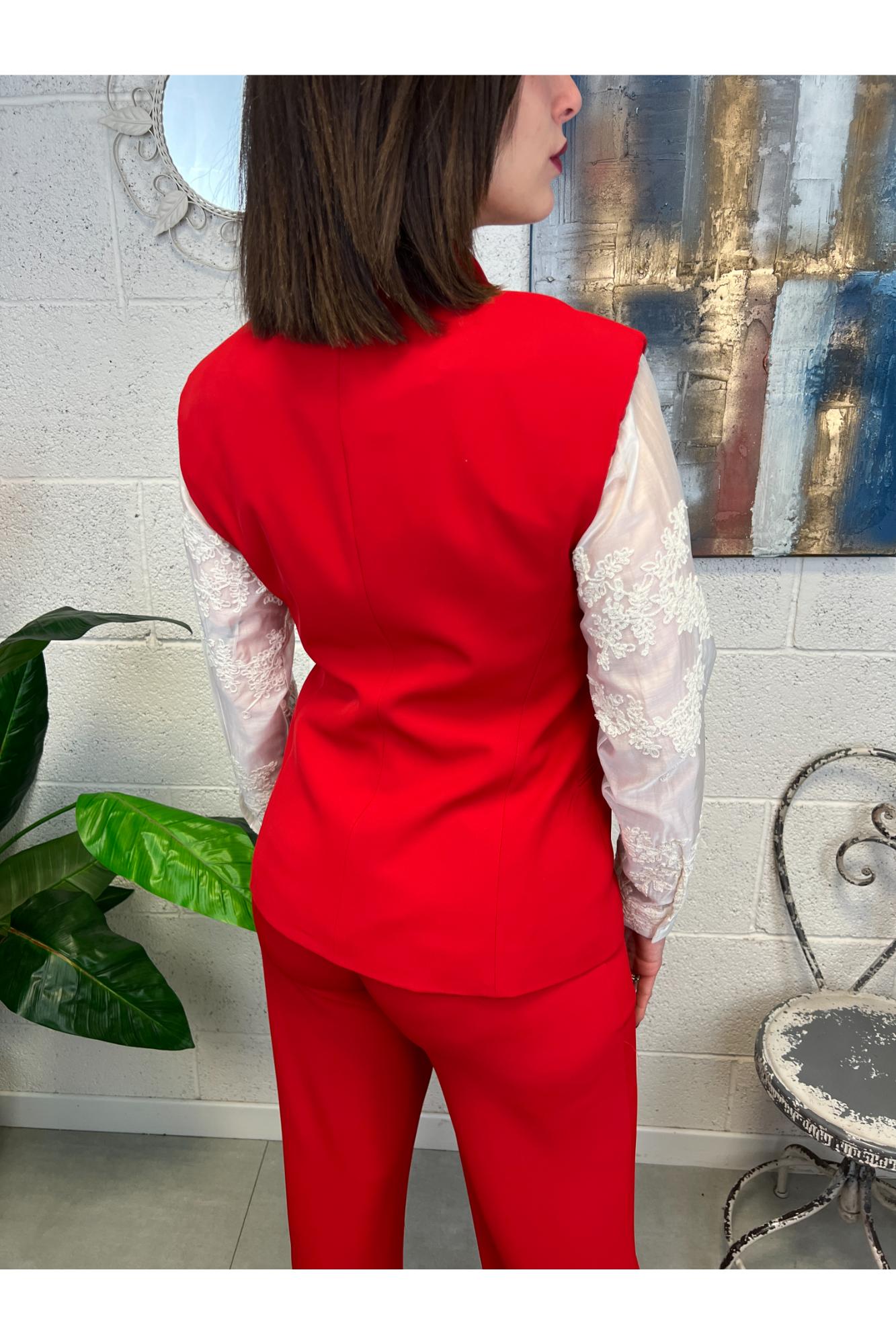 DIXIE Gilet lungo asimmetrico Dixie Rosso