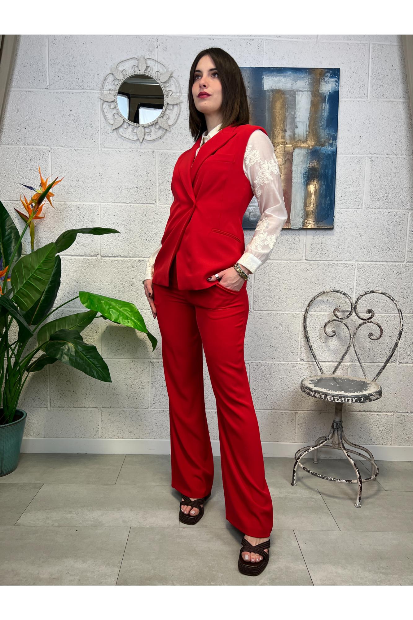 DIXIE Gilet lungo asimmetrico Dixie Rosso