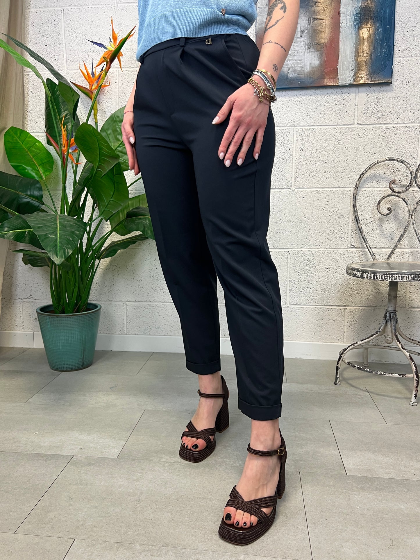 DIXIE Pantalone con risvoltino Dixie Blu