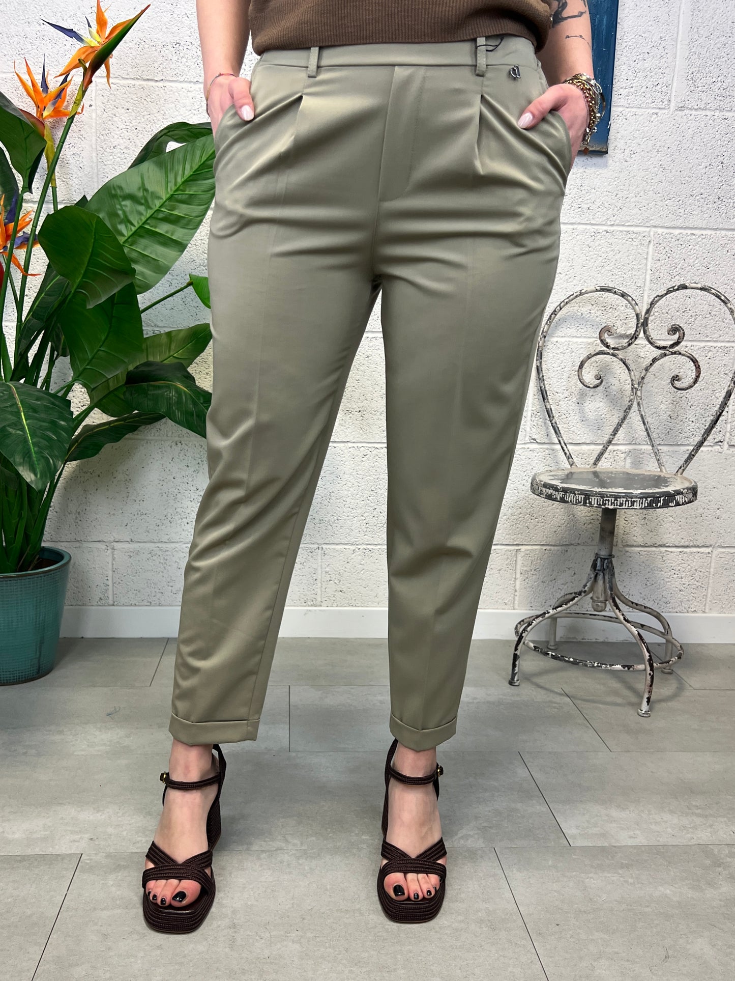 DIXIE Pantalone con risvoltino Dixie Salvia