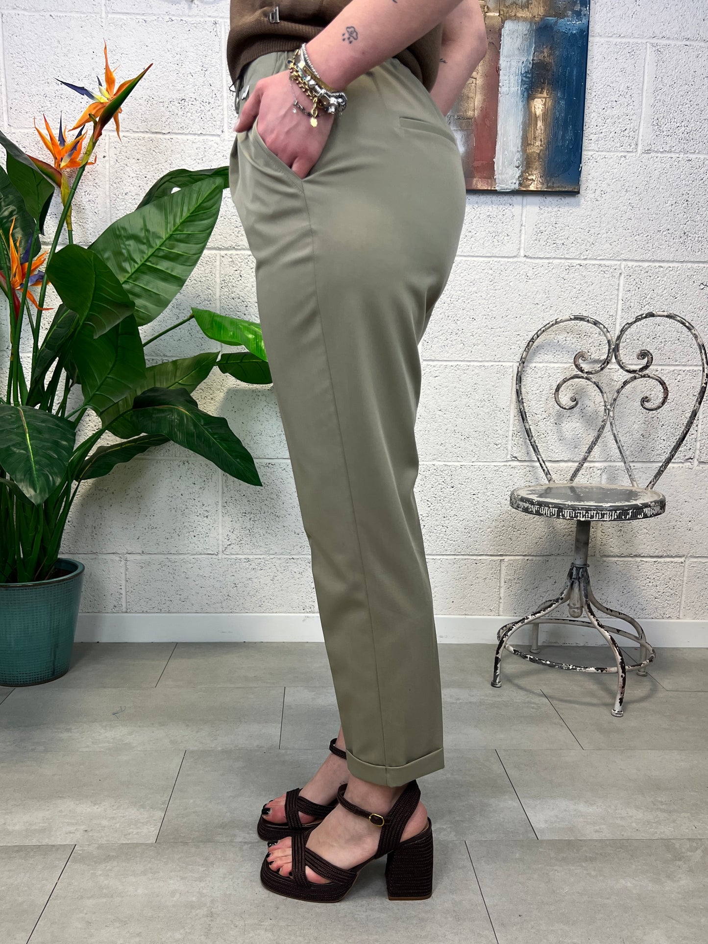 DIXIE Pantalone con risvoltino Dixie Salvia