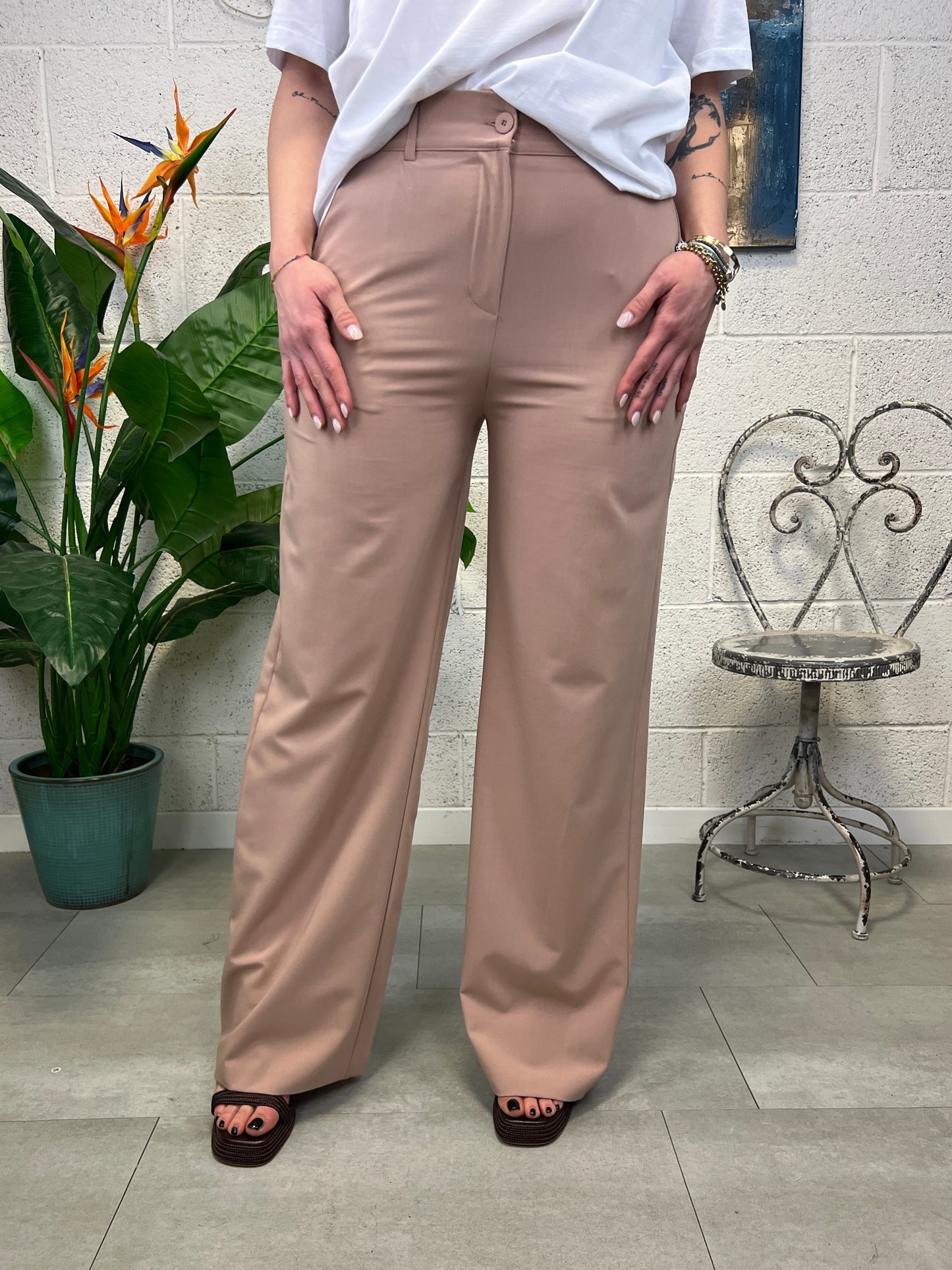 DIXIE Pantalone palazzo Dixie Cipria