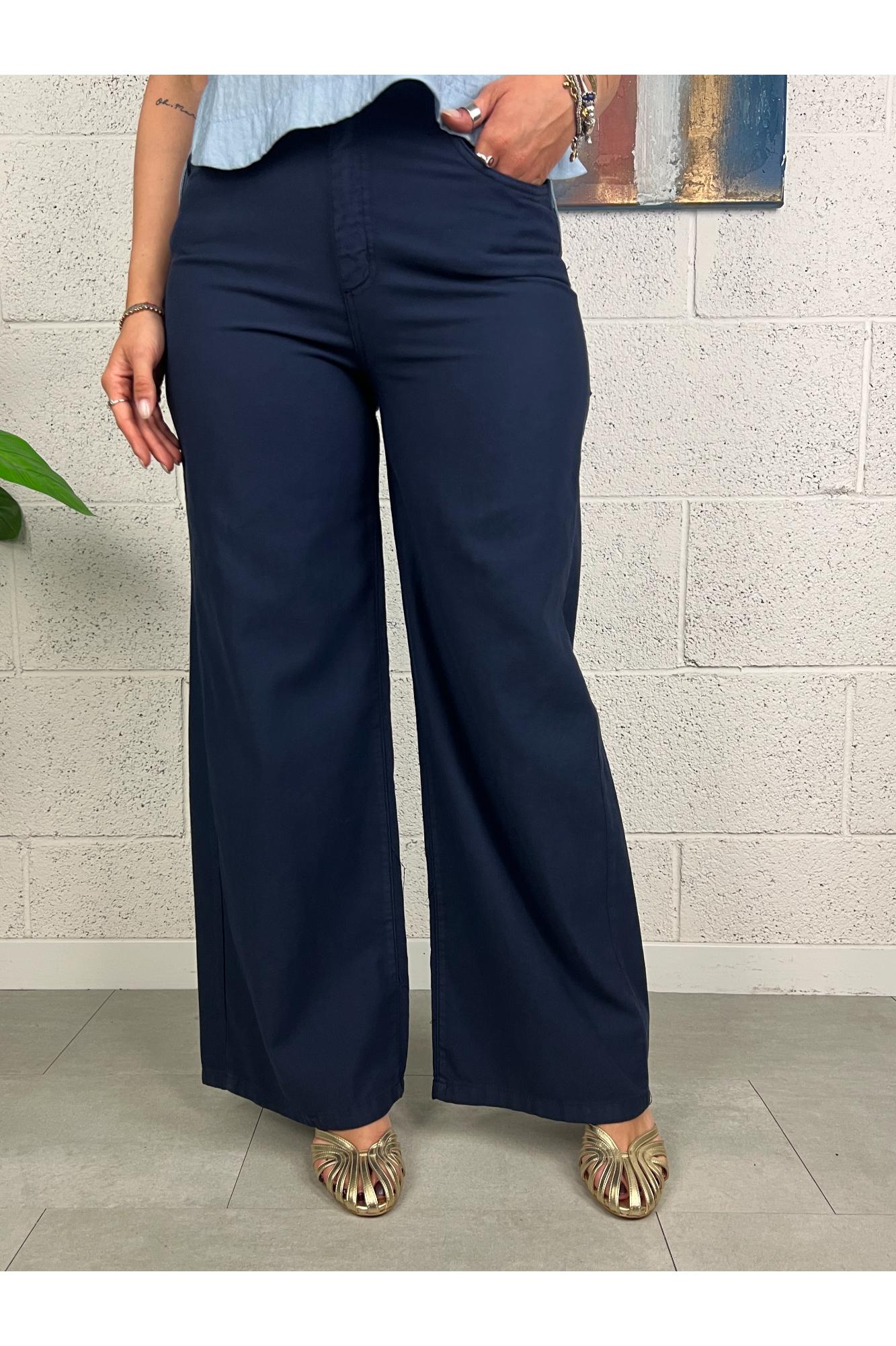 DIXIE Pantalone di cotone a palazzo Dixie Blu
