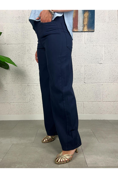 DIXIE Pantalone di cotone a palazzo Dixie Blu