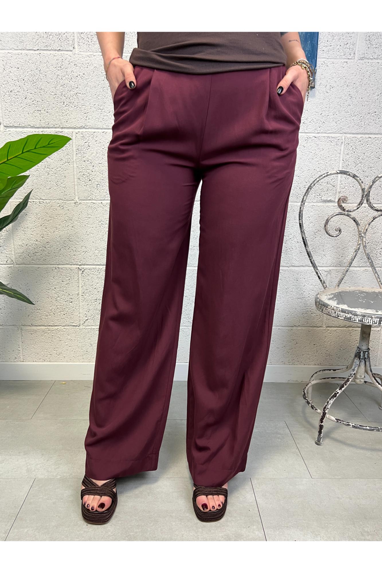DIXIE Pantalone palazzo fluido Dixie Bordeau