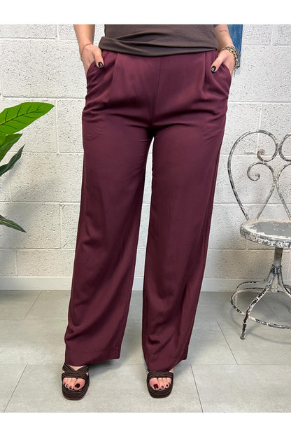 DIXIE Pantalone palazzo fluido Dixie Bordeau