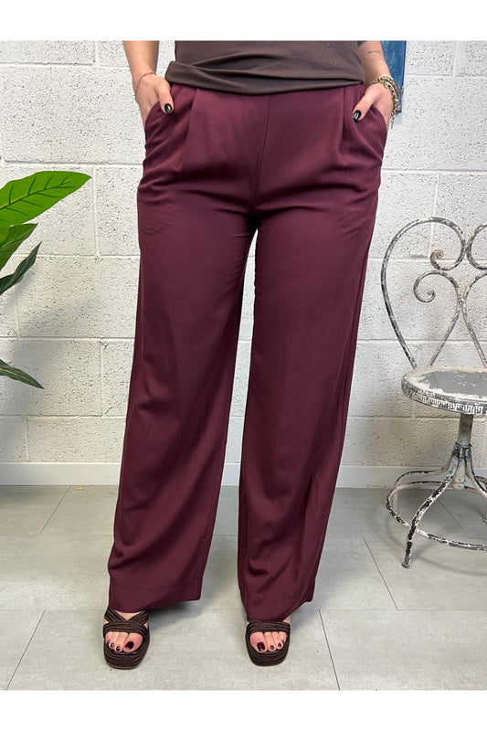 DIXIE Pantalone palazzo fluido Dixie Bordeau