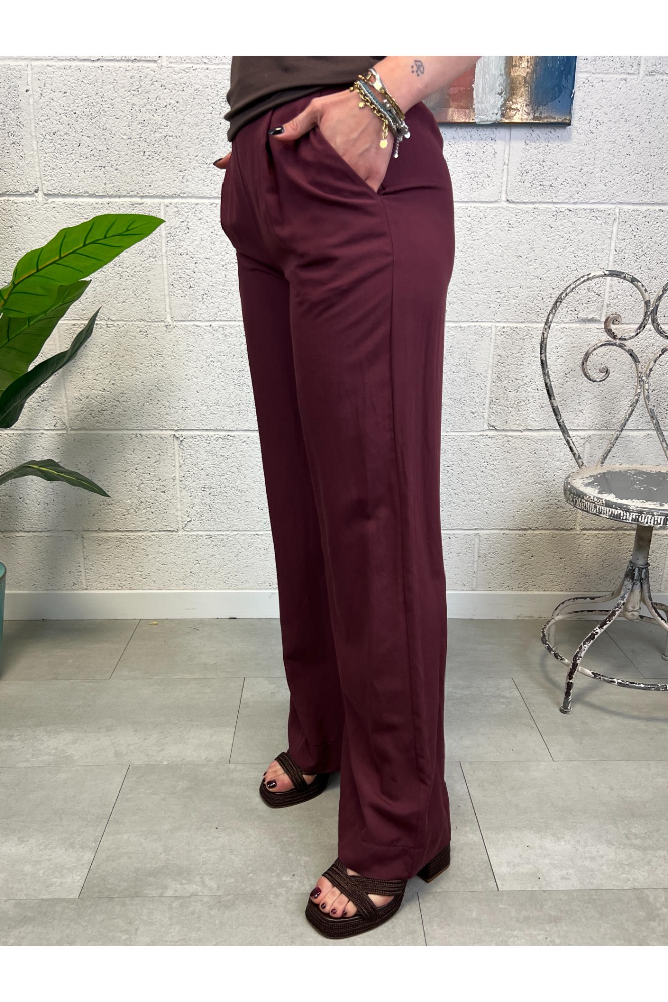 DIXIE Pantalone palazzo fluido Dixie Bordeau