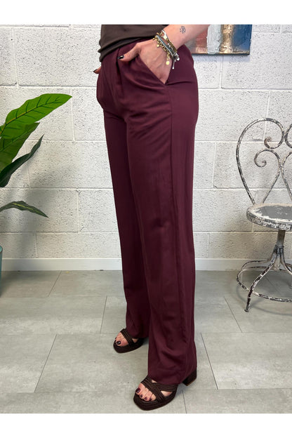 DIXIE Pantalone palazzo fluido Dixie Bordeau