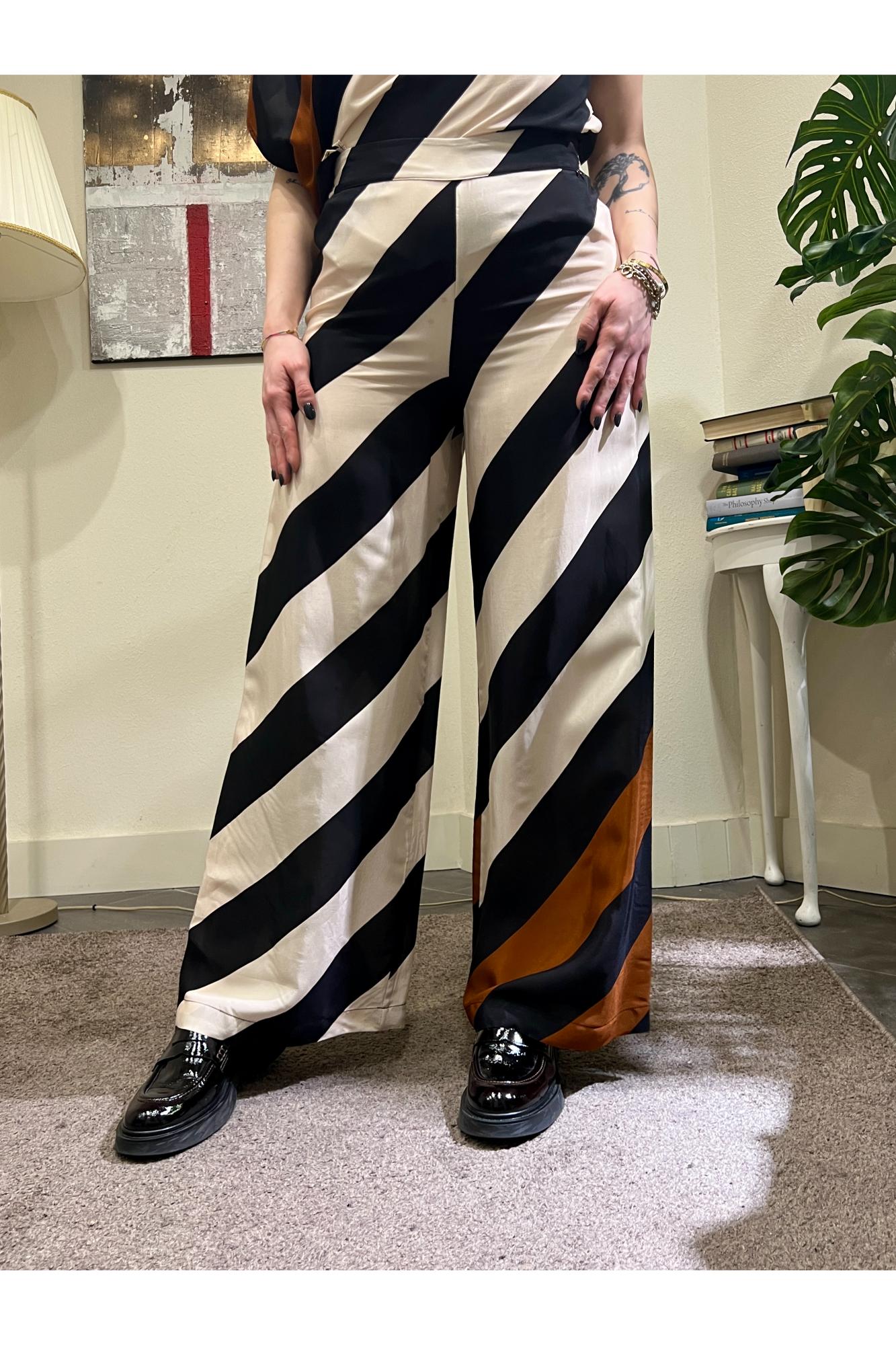 DIXIE Pantalone rigato Dixie Panna