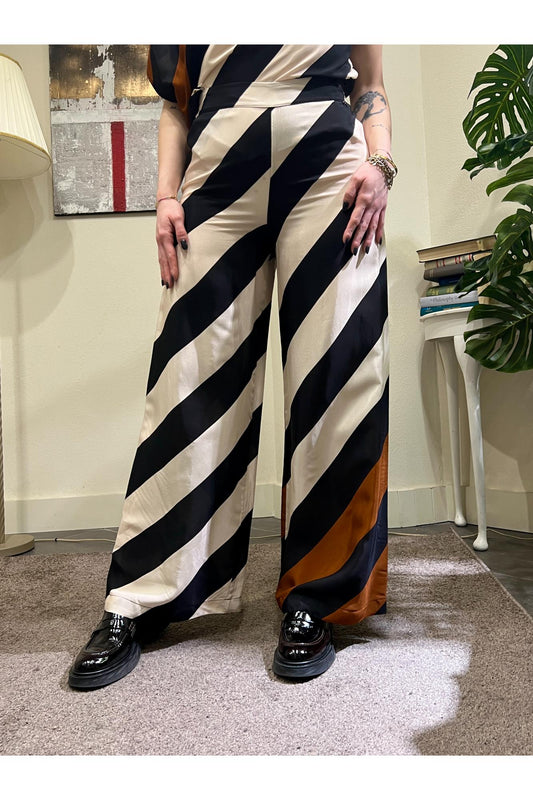 DIXIE Pantalone rigato Dixie Panna