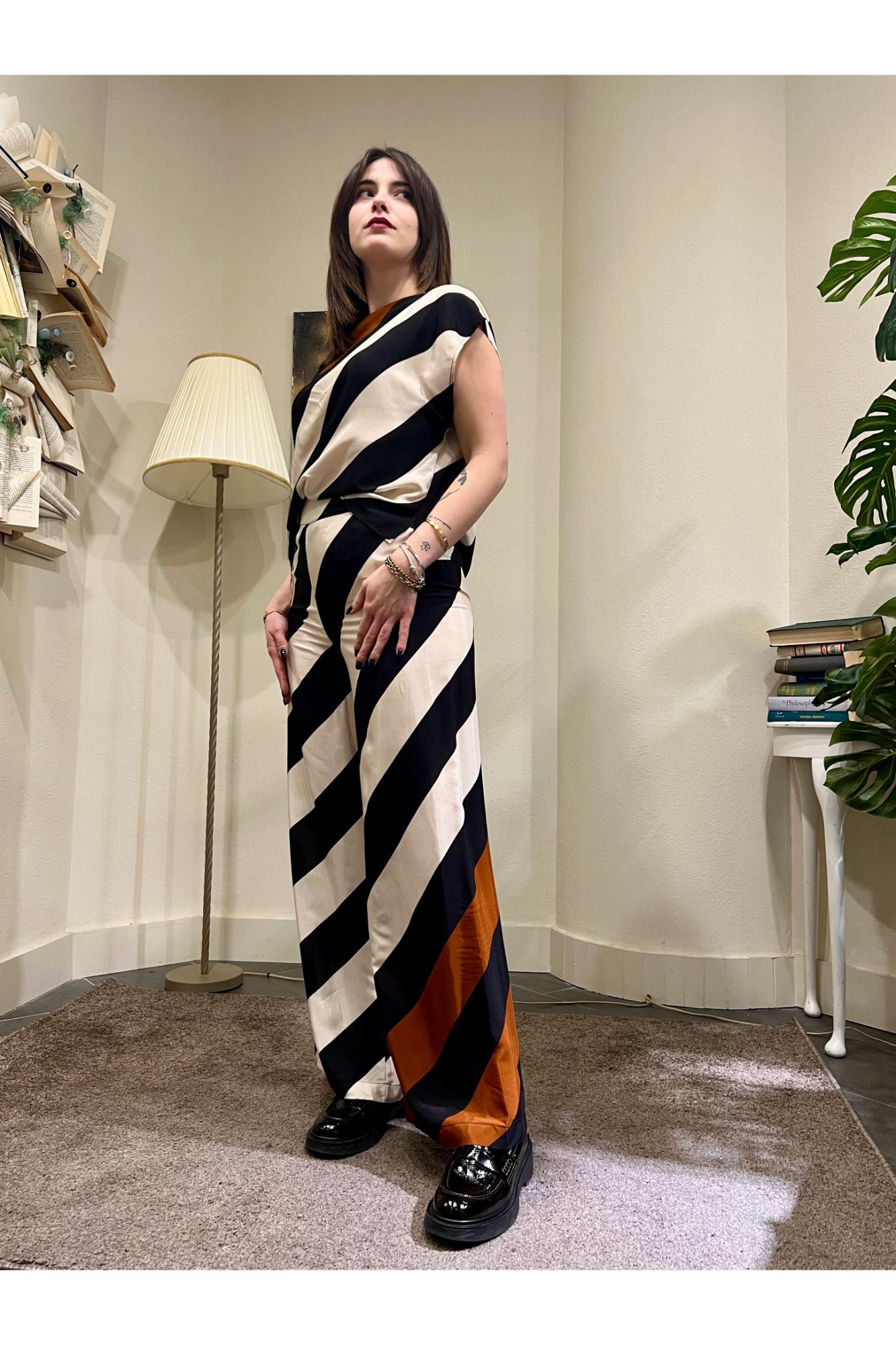 DIXIE Pantalone rigato Dixie Panna