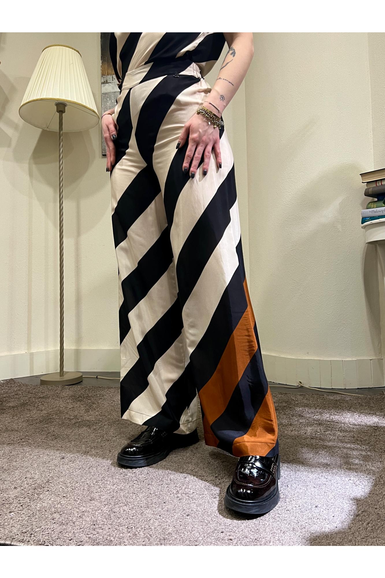 DIXIE Pantalone rigato Dixie Panna