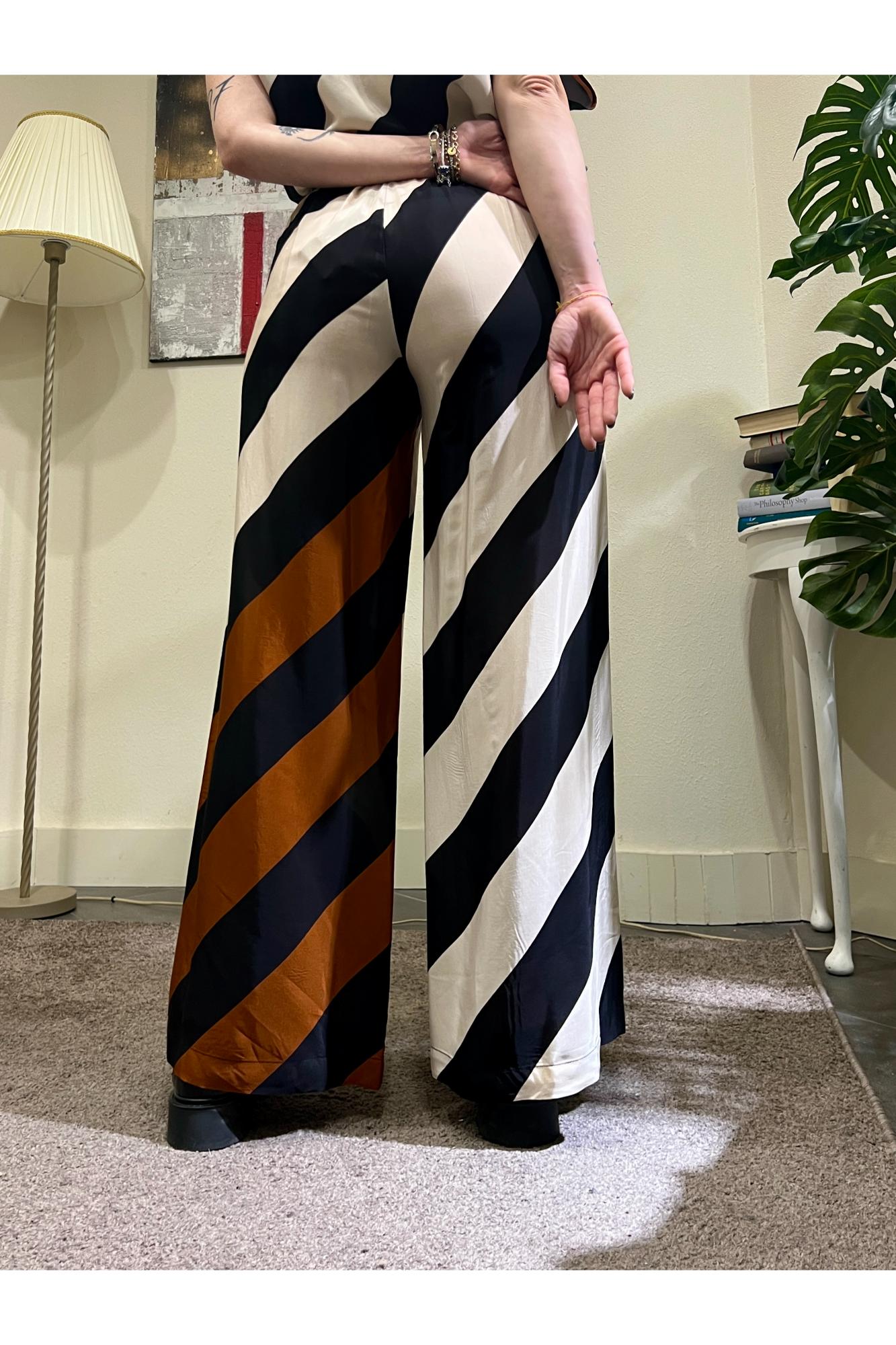 DIXIE Pantalone rigato Dixie Panna