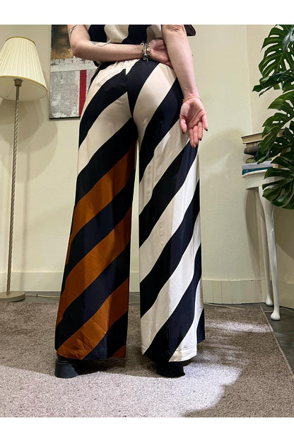 DIXIE Pantalone rigato Dixie Panna