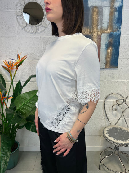 DIXIE T-shirt con pizzo Dixie Bianco