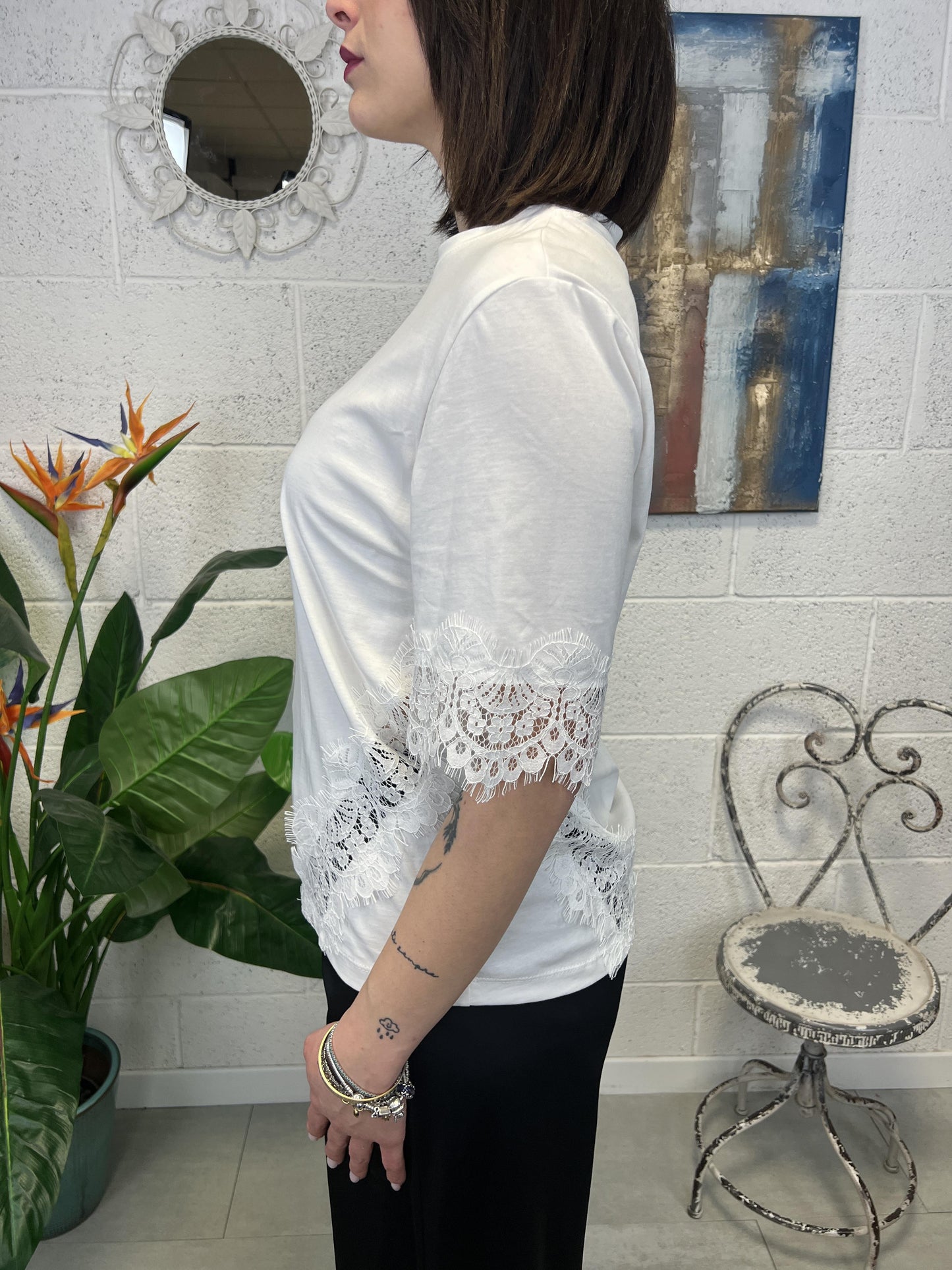 DIXIE T-shirt con pizzo Dixie Bianco