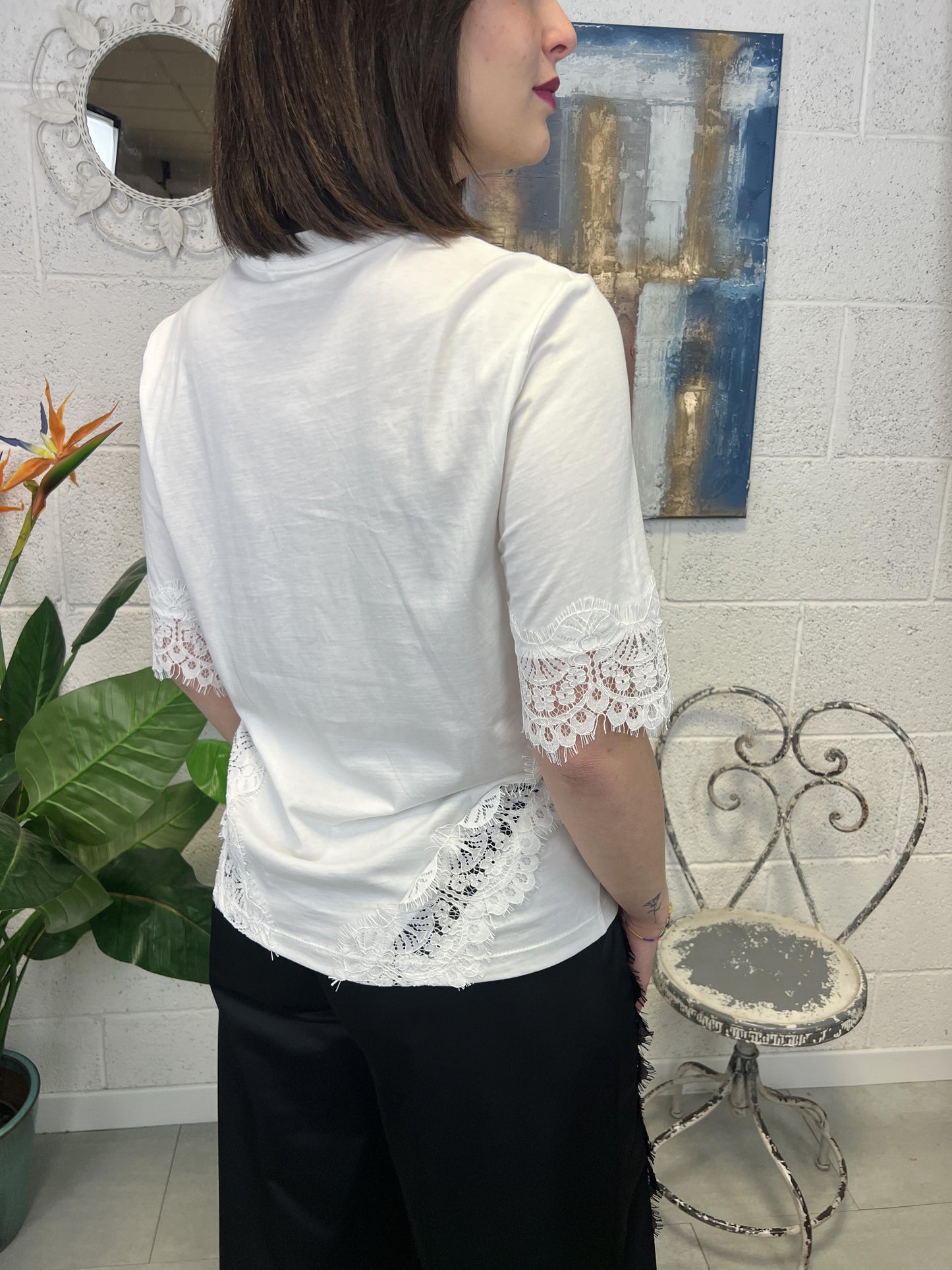 DIXIE T-shirt con pizzo Dixie Bianco