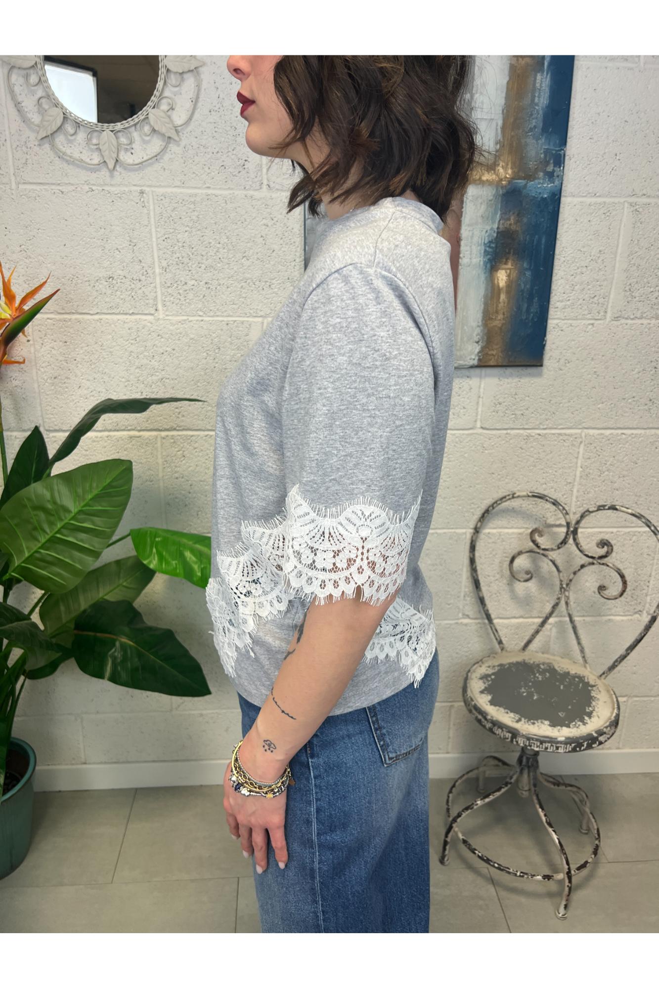 DIXIE T-shirt con pizzo Dixie Grigio