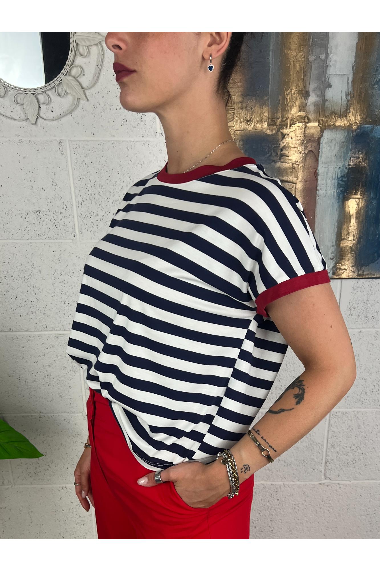 DIXIE T-shirt righe grandi Dixie Blu