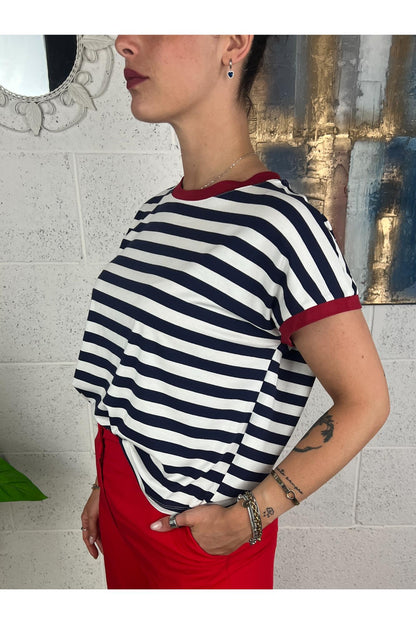 DIXIE T-shirt righe grandi Dixie Blu