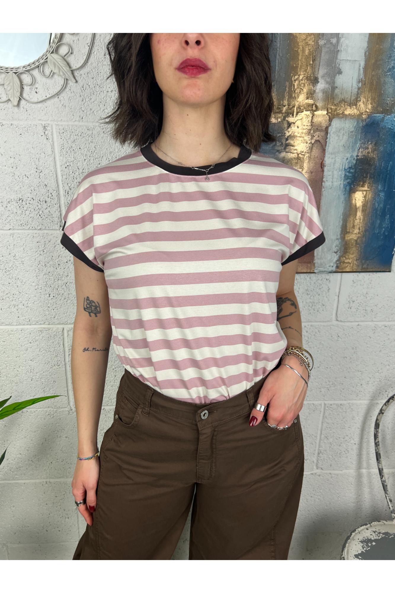 DIXIE T-shirt righe grandi Dixie Rosa