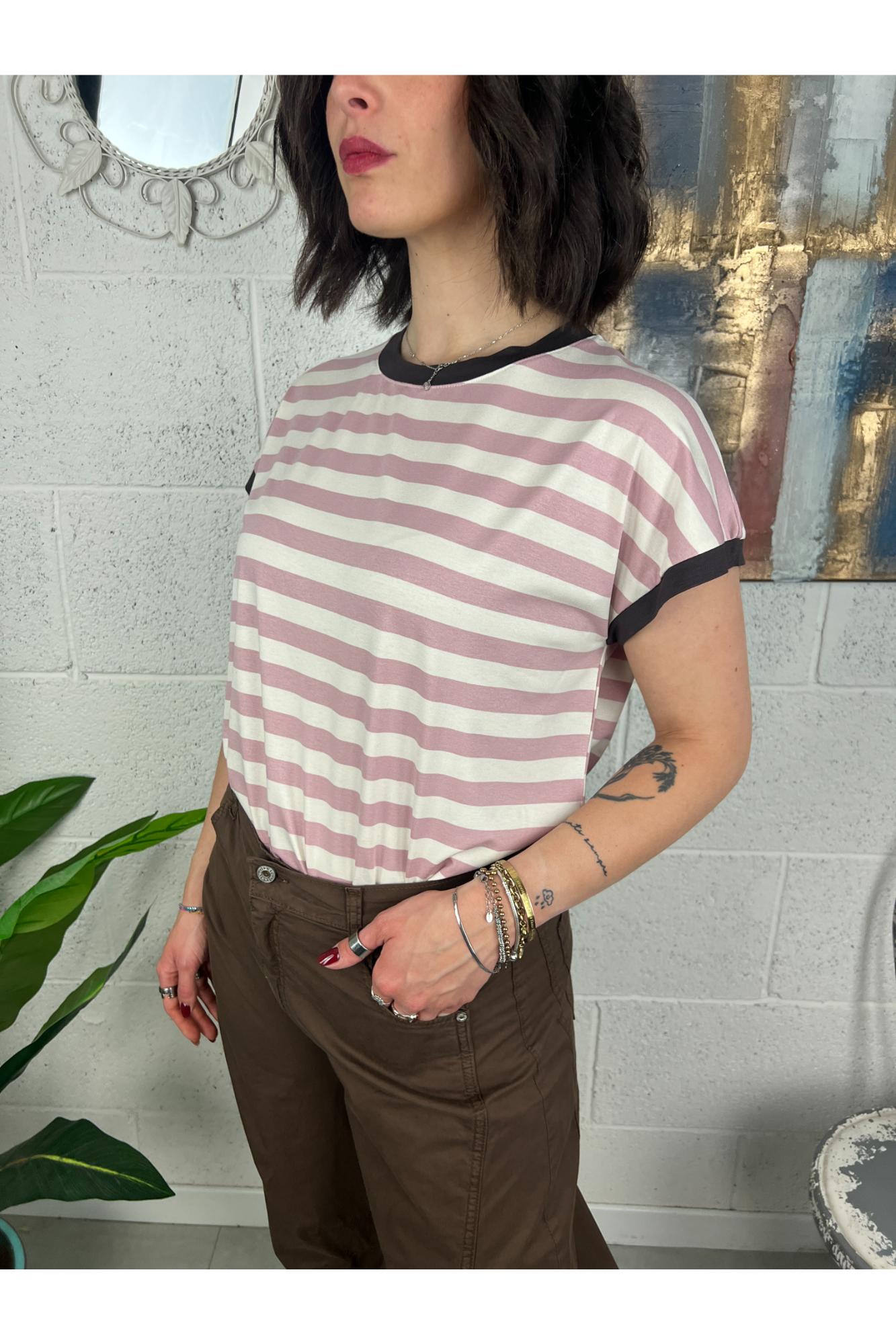 DIXIE T-shirt righe grandi Dixie Rosa
