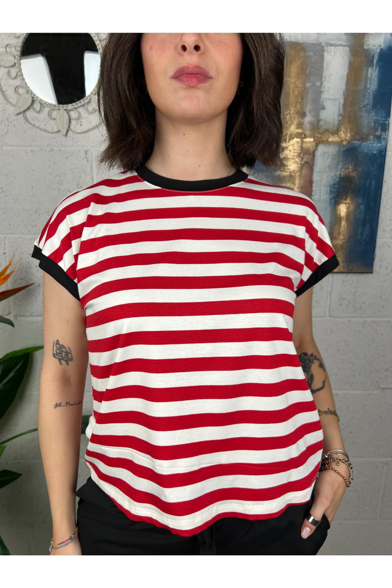 DIXIE T-shirt righe grandi Dixie Rosso