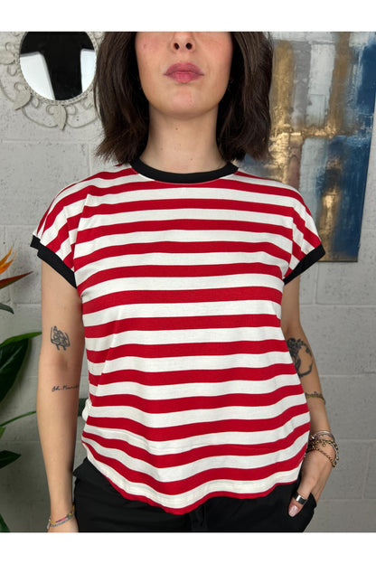 DIXIE T-shirt righe grandi Dixie Rosso