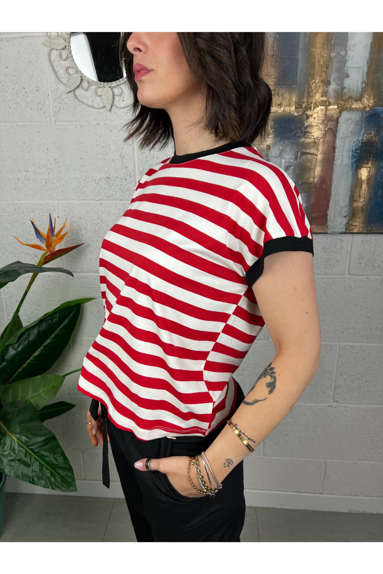 DIXIE T-shirt righe grandi Dixie Rosso