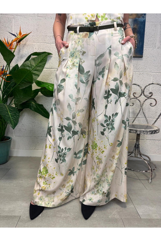 IMPERIAL Pantalone palazzo fiorato Imperial Panna