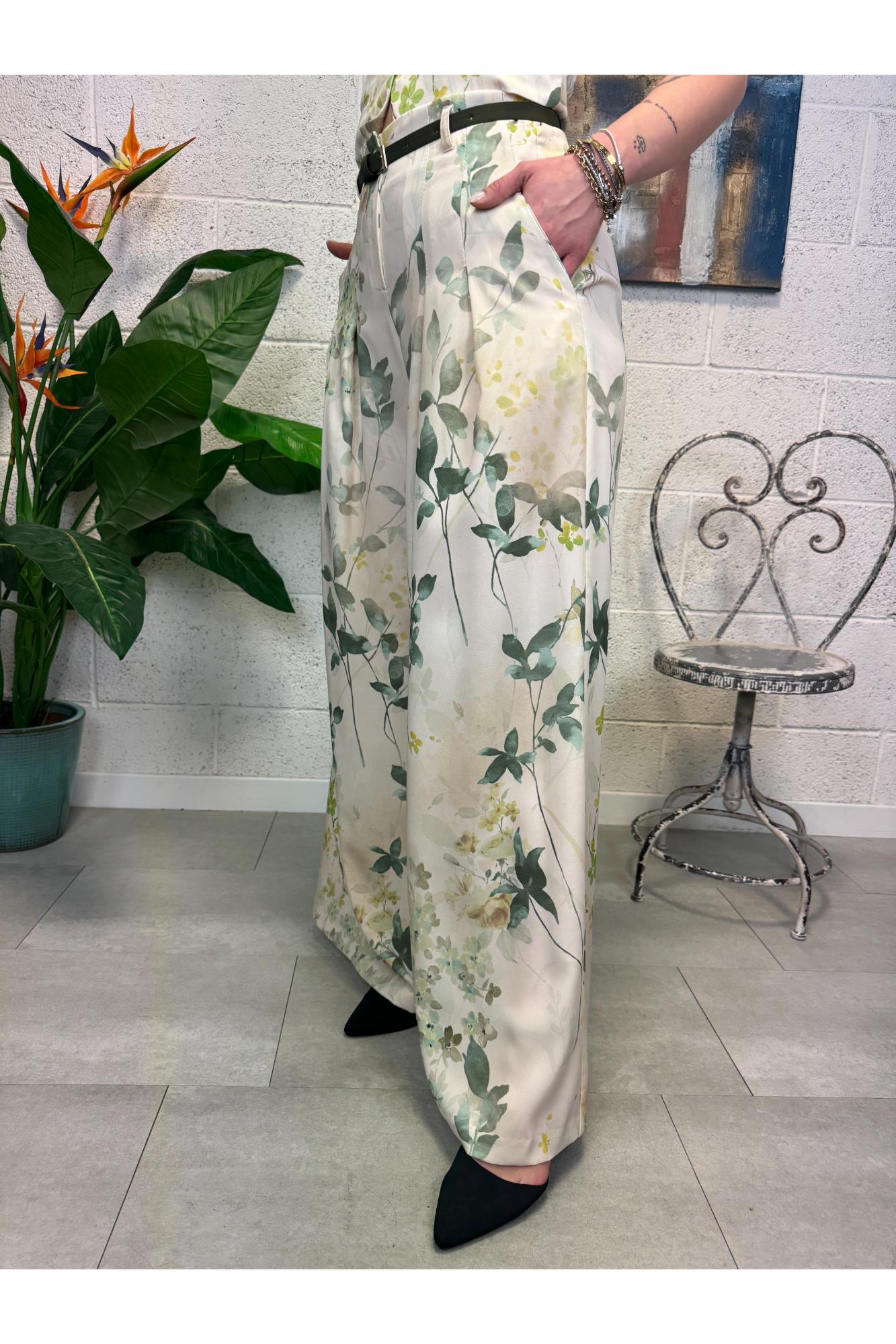 IMPERIAL Pantalone palazzo fiorato Imperial Panna