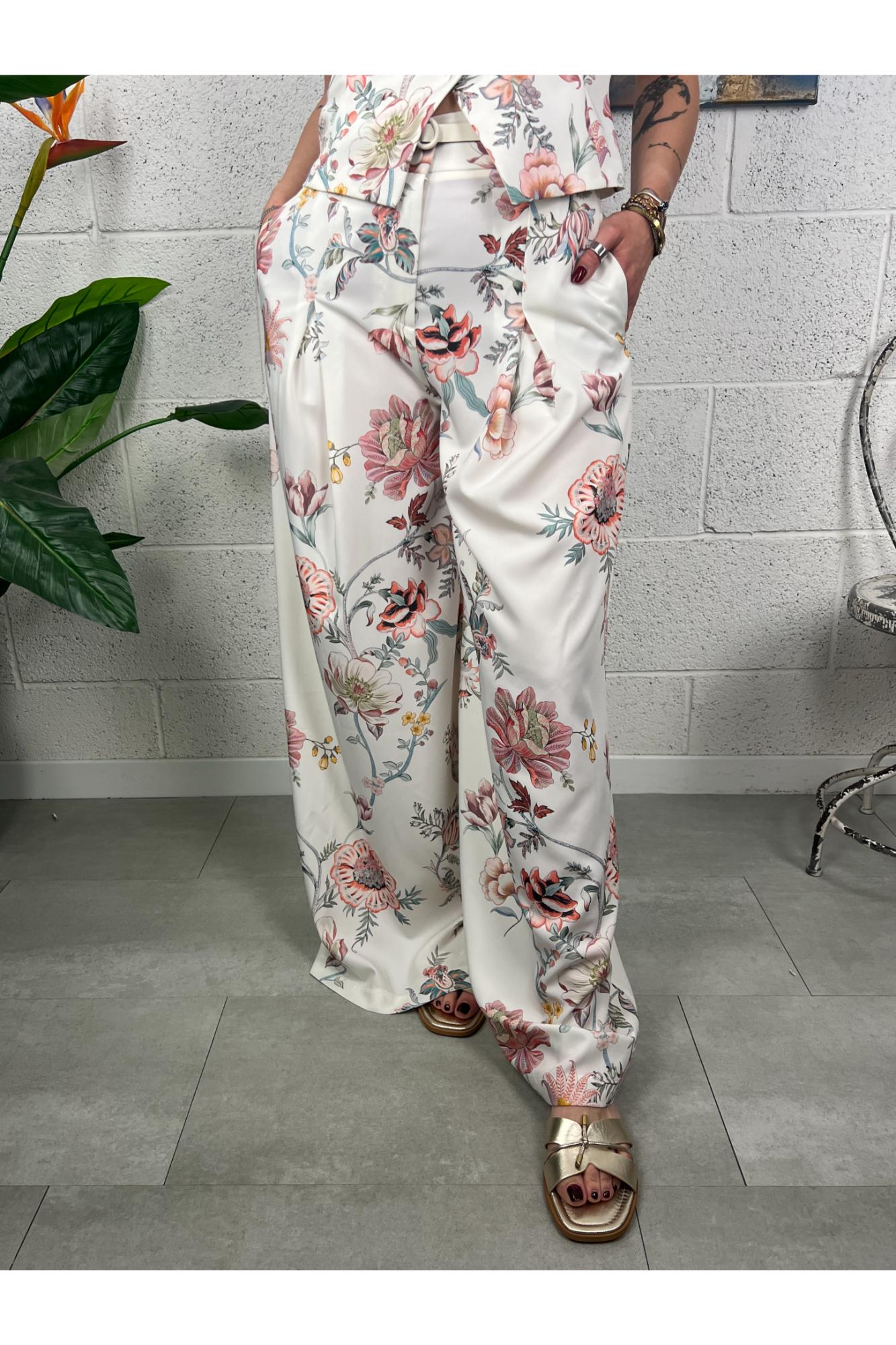 IMPERIAL Pantalone floreale Imperial Panna