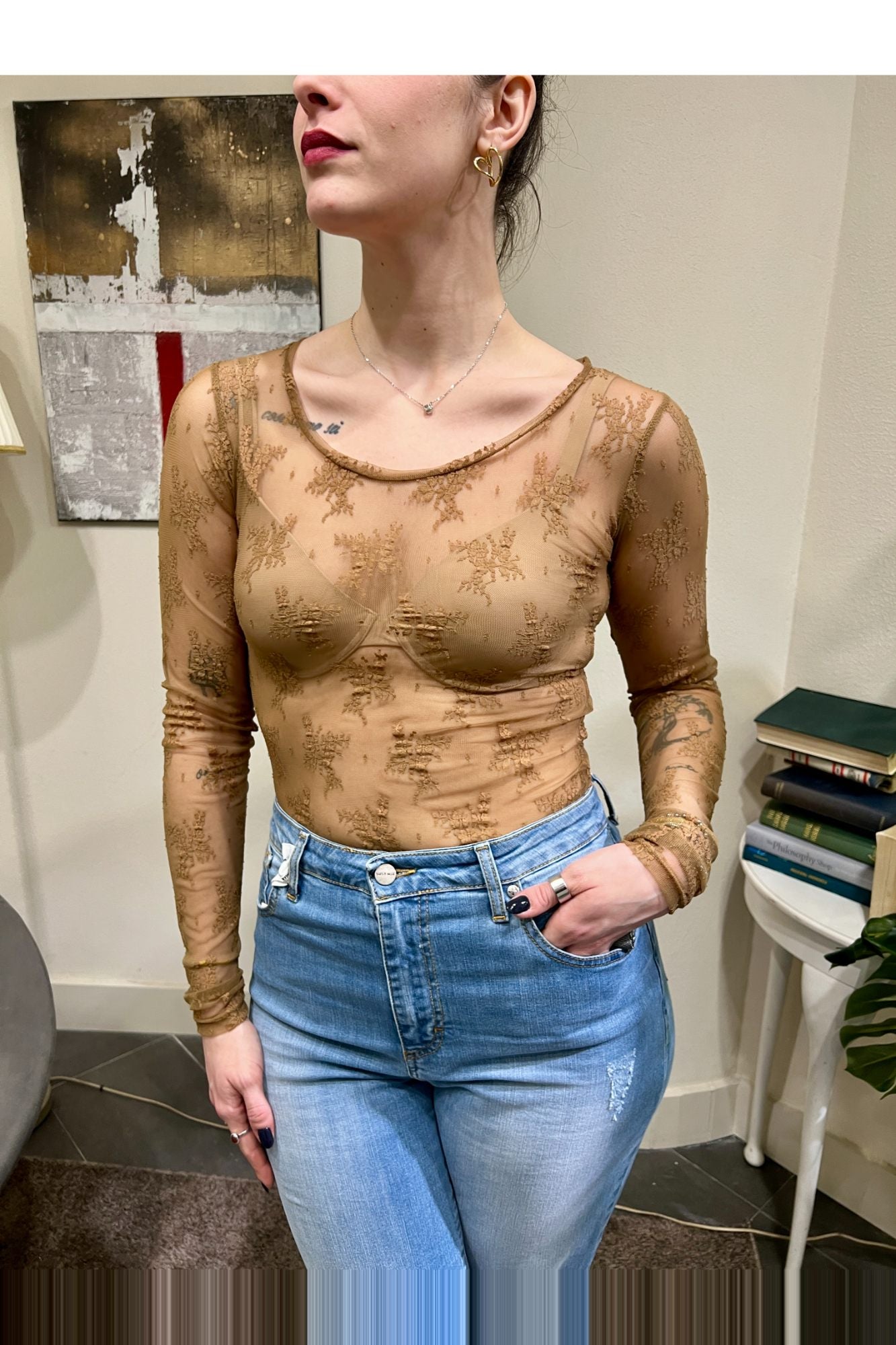 IMPERIAL Maglia in pizzo Imperial Tabacco