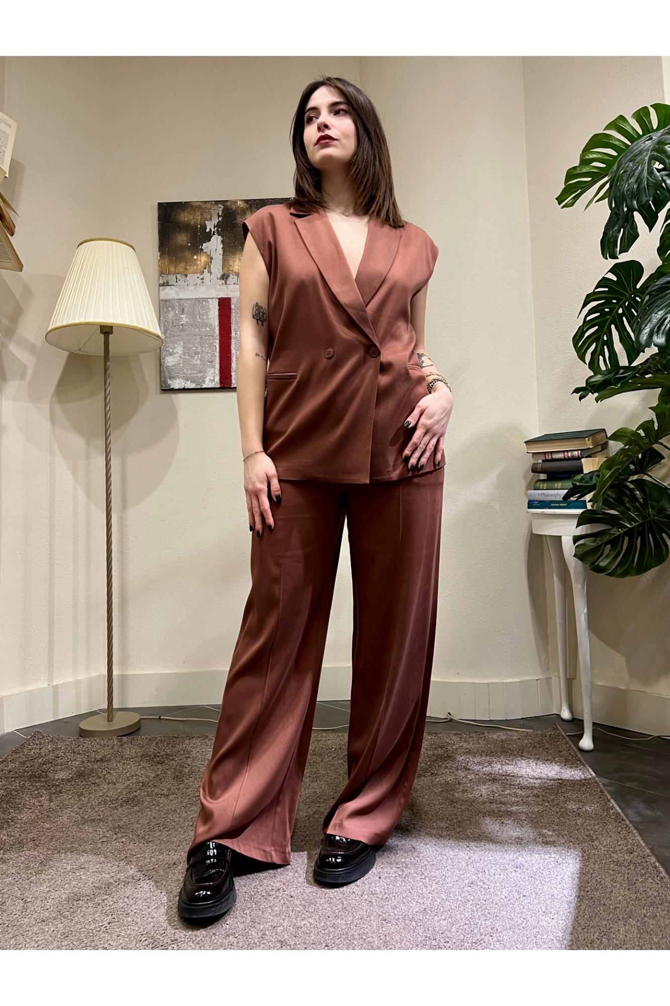LE STREGHE Pantalone vita alta Le streghe Terracotta