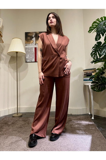 LE STREGHE Pantalone vita alta Le streghe Terracotta