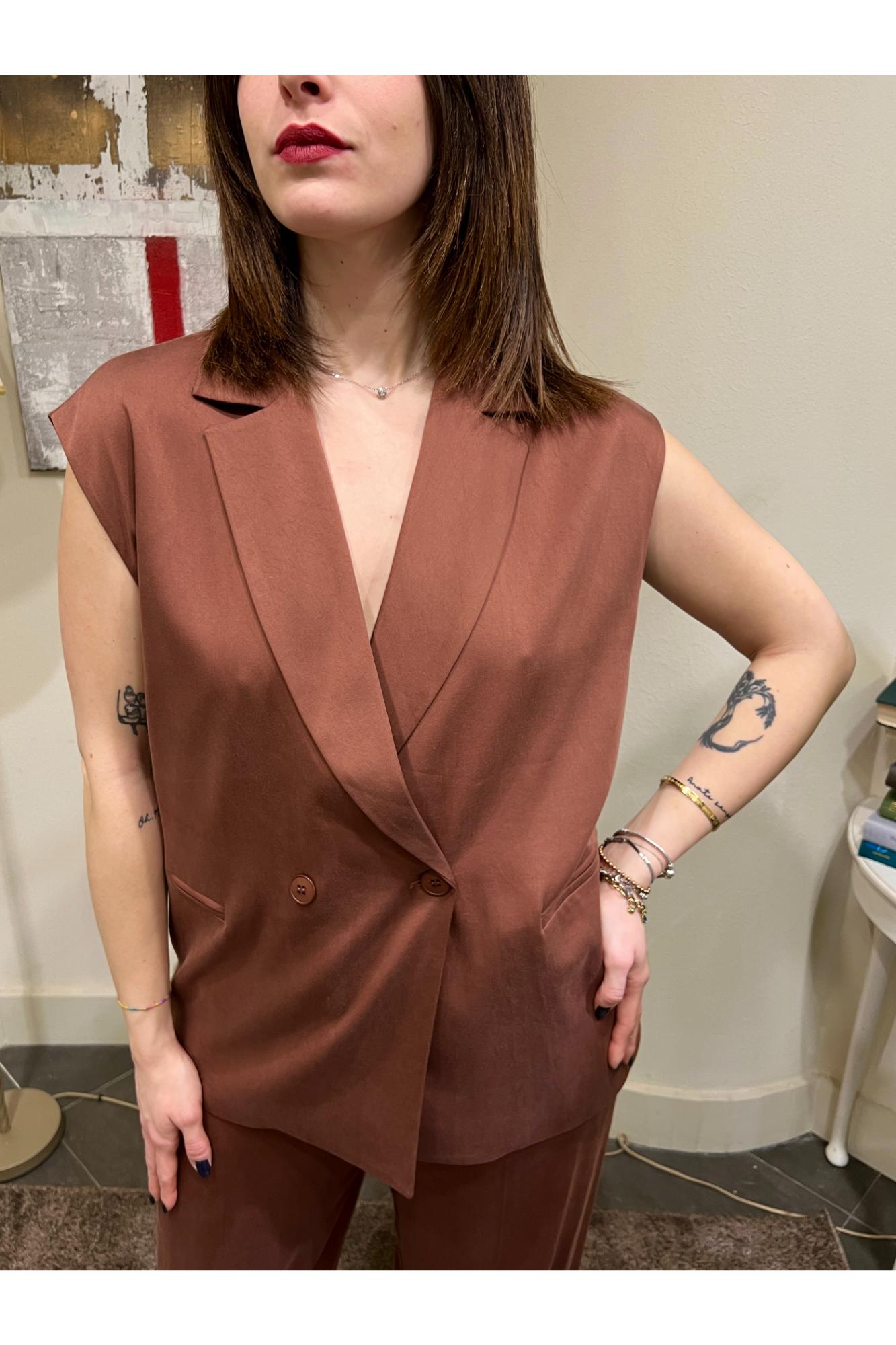 LE STREGHE Gilet lungo Le streghe Terracotta