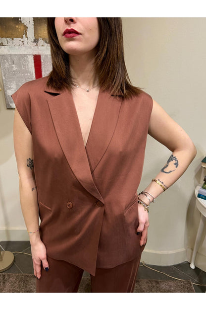 LE STREGHE Gilet lungo Le streghe Terracotta
