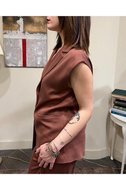 LE STREGHE Gilet lungo Le streghe Terracotta