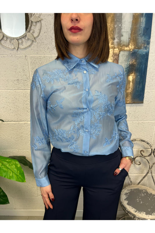 LE STREGHE Camicia con ricami Les treghe Azzuro