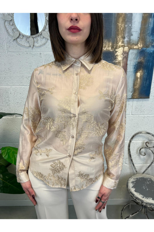 LE STREGHE Camicia con ricami Les treghe Beige