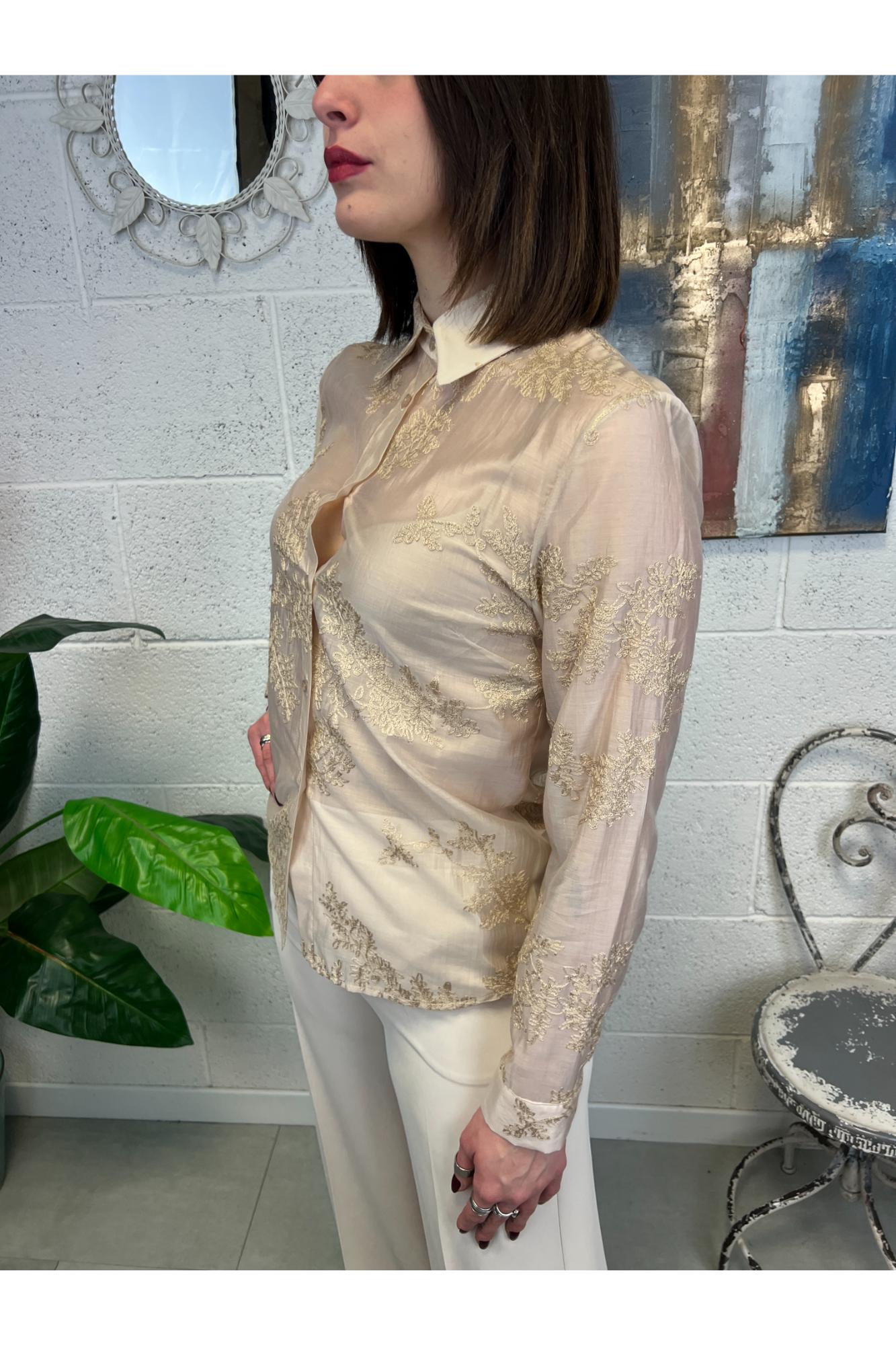 LE STREGHE Camicia con ricami Les treghe Beige